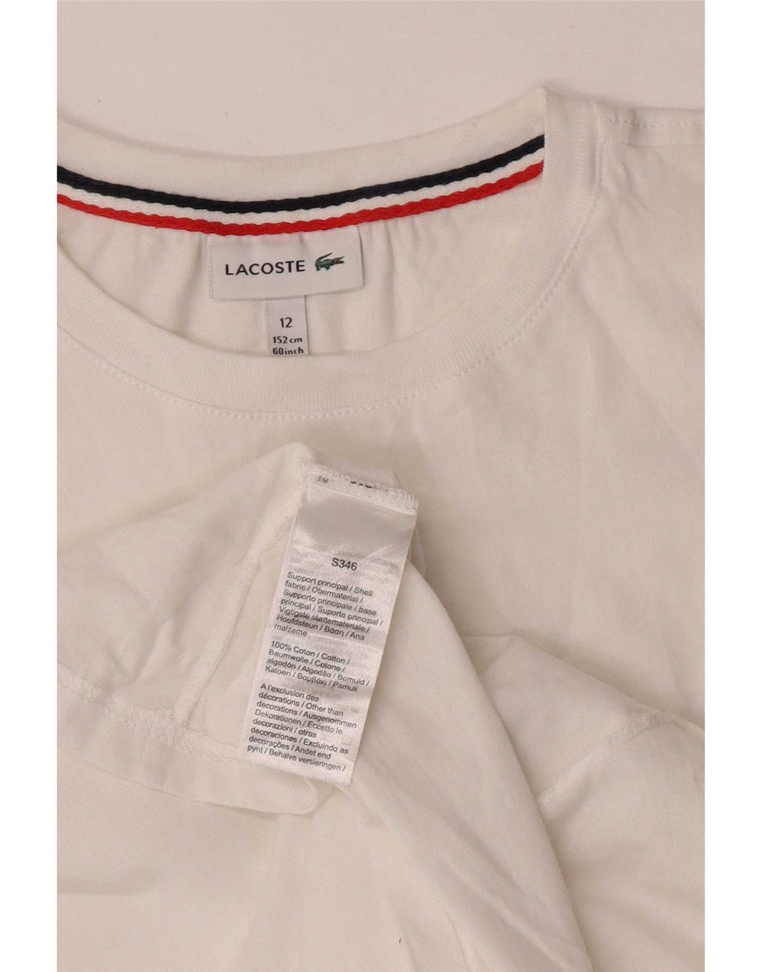 Lacoste Boys T-Shirt Top 11-12 År Hvid Bomuld