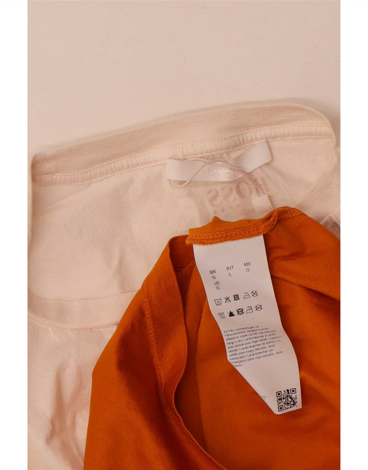 Hugo Boss Herre T-Shirt Top Stor Hvid Colourblock Bomuld