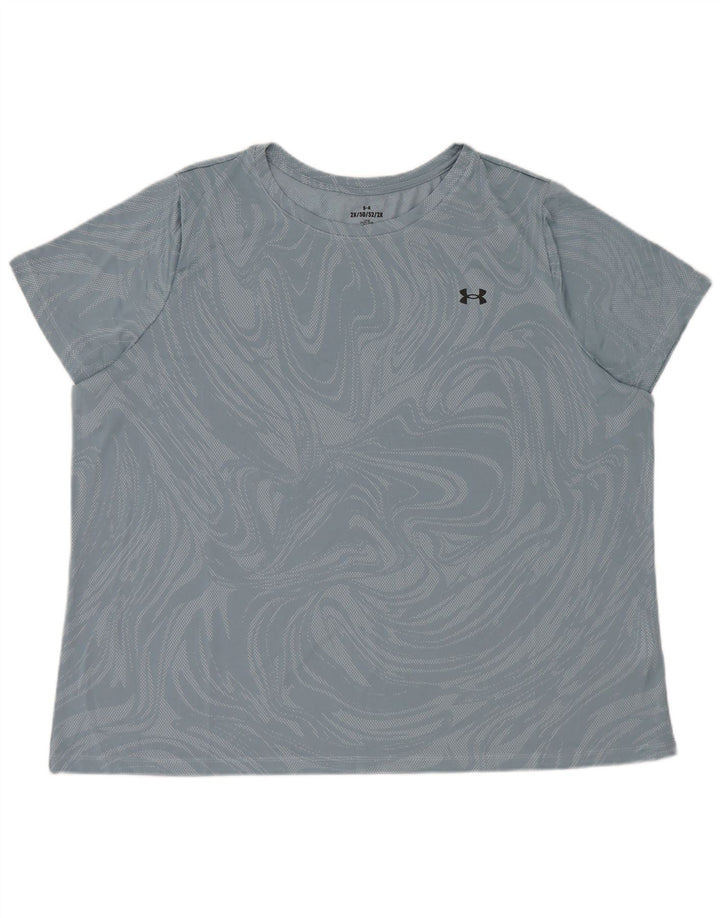 Under Armour Dame T-Shirt Top 2XL Blå Geometrisk Polyester