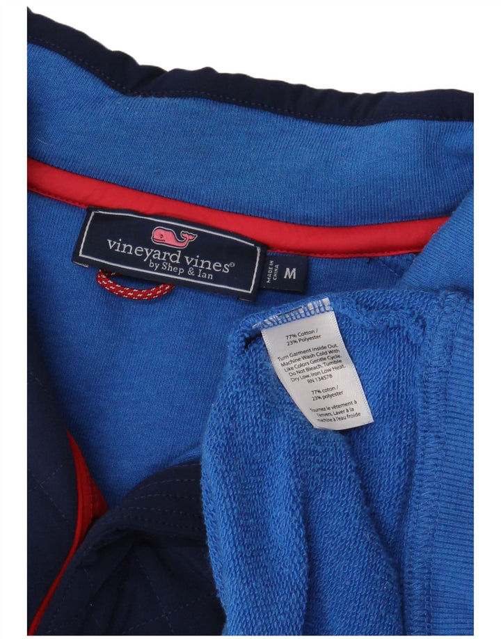 VINEYARD VINES Herre Button Neck Sweatshirt Jumper Medium Blue Colourblock