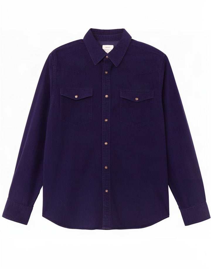 Marks & Spencer Herre Corduroy Regular Fit skjorte Medium marineblå bomuld
