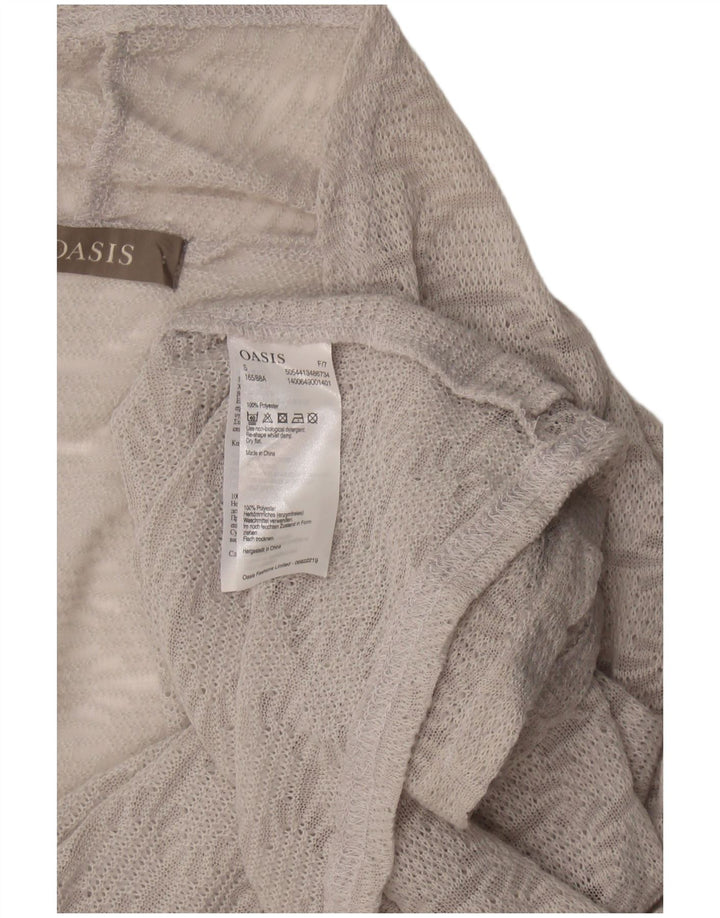 Oasis Dame Oversized Cardigan Top UK 10 Lille Grå Geometrisk Polyester