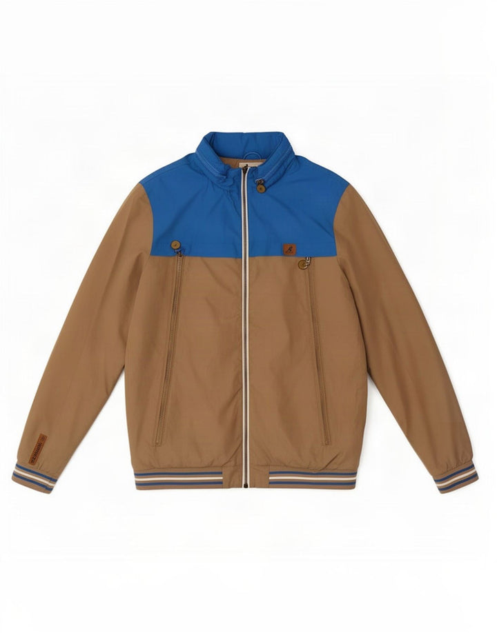 Kangol Herre Hooded Bomber Jacket UK 38 Medium Brown Colourblock Polyester