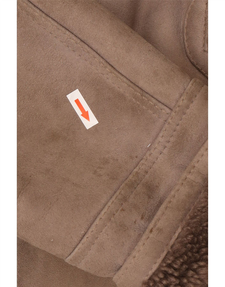 Vintage Dame Oversized Shearling Coat IT 46 Large Grey Shearling