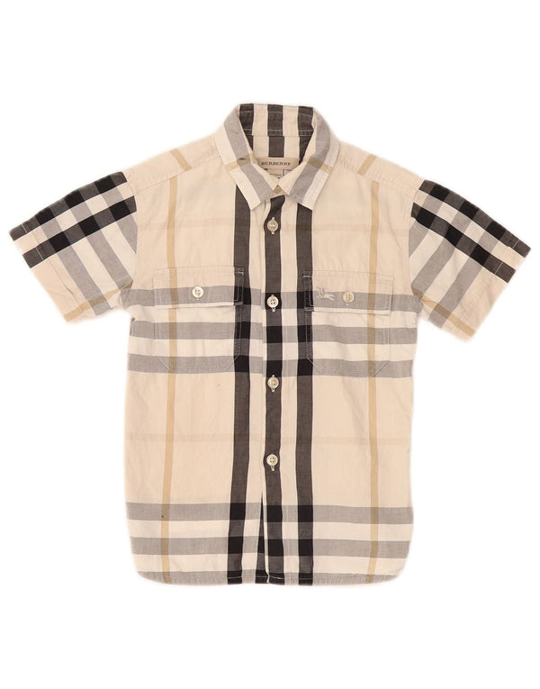 Burberry Boys kortærmet skjorte 3-4 år beige plaid