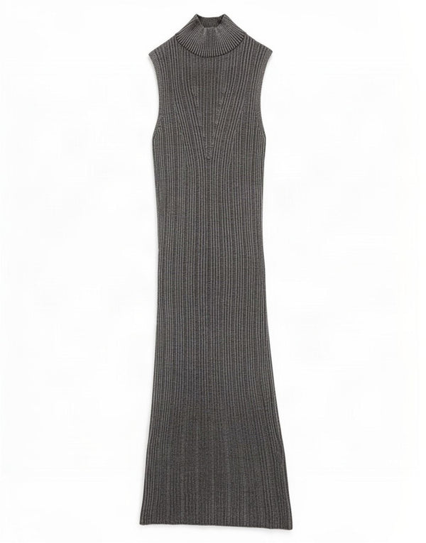Zara Dame Maxi Ærmeløs Jumper Dress UK 8 Small Silver Colourblock
