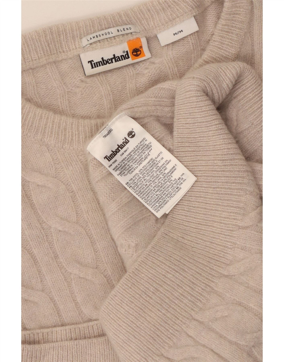 TIMBERLAND Herre sweater med rund hals, medium beige uld