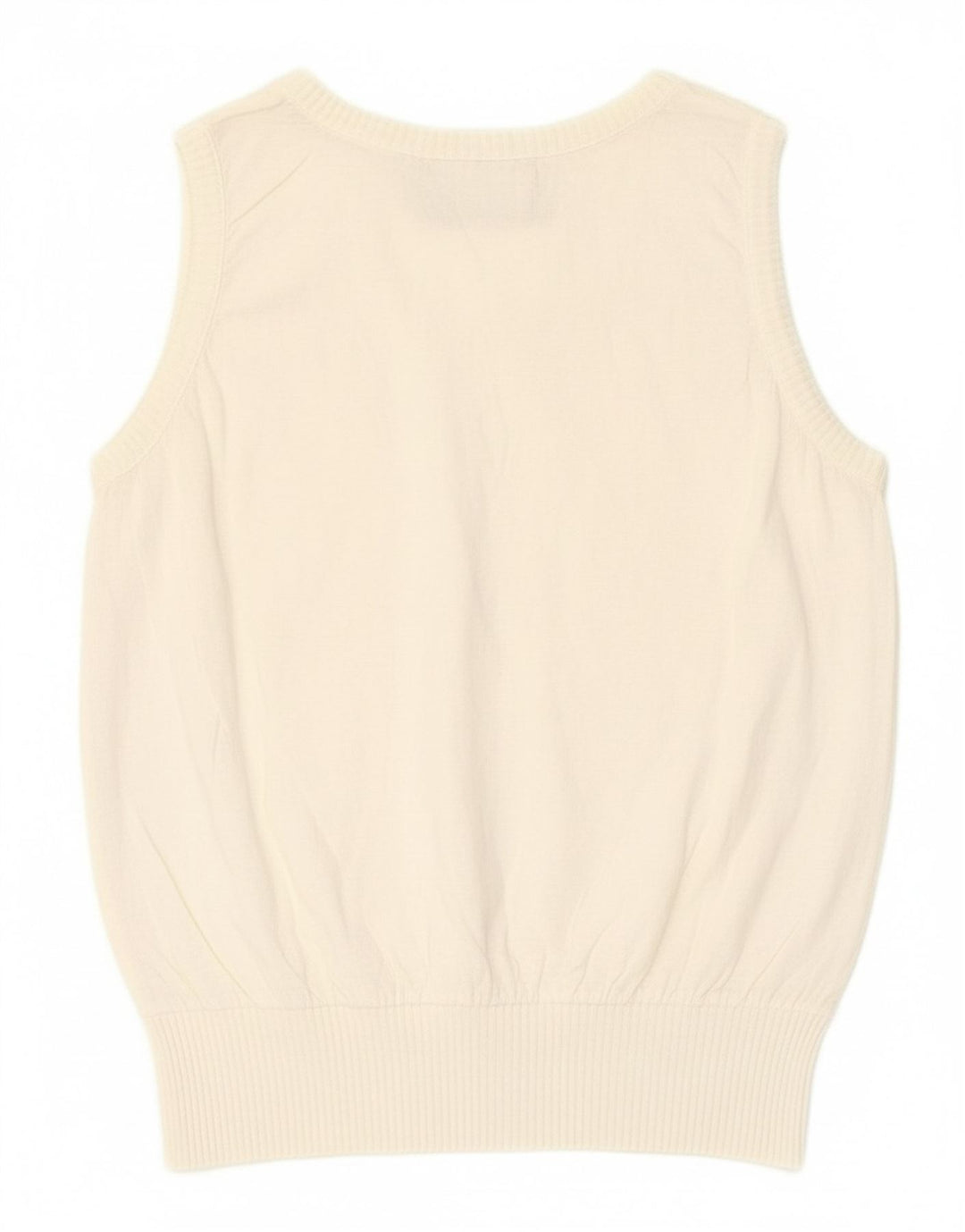 VINTAGE Womens Sleeveless Blouse Top UK 12 Medium White Cotton