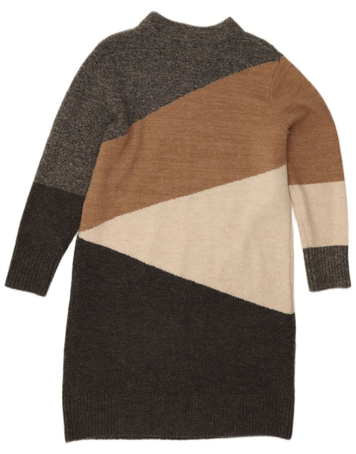 Monsoon Dame Jumper Dress UK 14 Medium Grey Colourblock Acryl