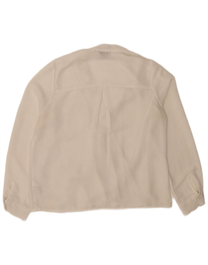 Topshop Dame Langærmet Bluse Top UK 12 Medium White Polyester