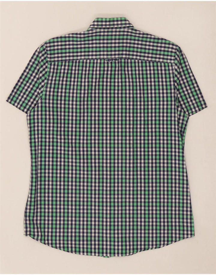 CREW CLOTHING Herre kortærmet skjorte Medium Multicolored Gingham Cotton