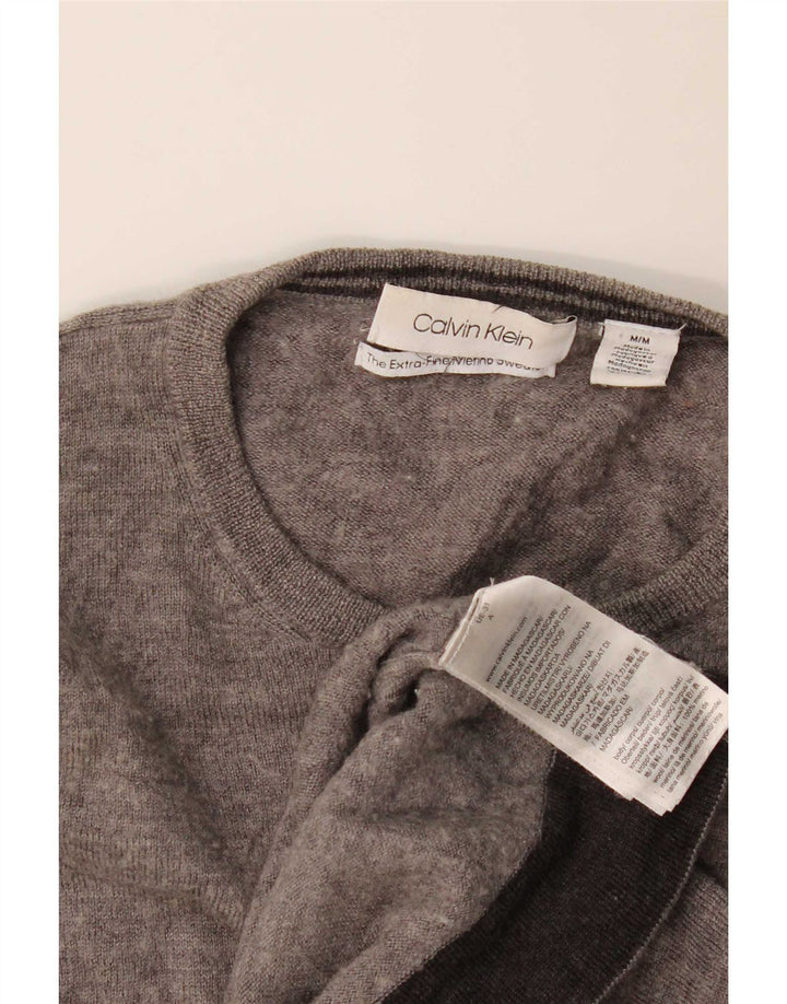 Calvin Klein Herre trøje med rund hals, mellemgrå Flecked Merino Wool