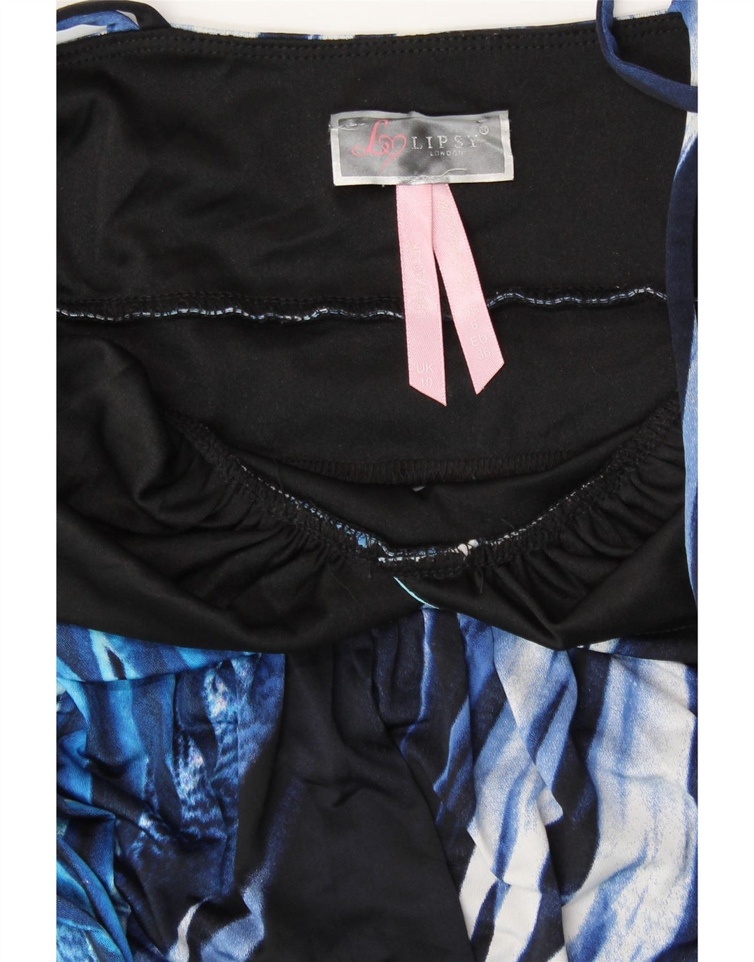 Lipsy Dame ærmeløs Maxi Dress UK 10 Small Blue Floral