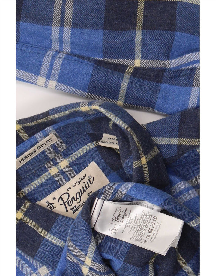 Penguin Heritage Fit Slank flannelskjorte Medium blå ternet bomuld