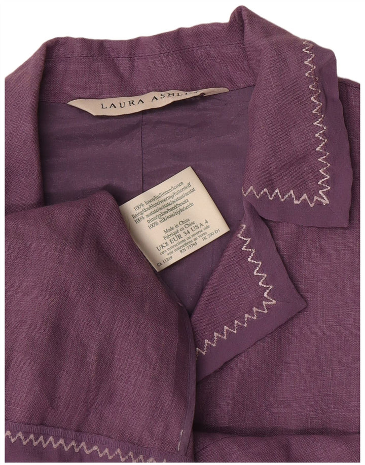 Laura Ashley Dame 3 Button Blazer Jacket UK 8 Small Purple Linen