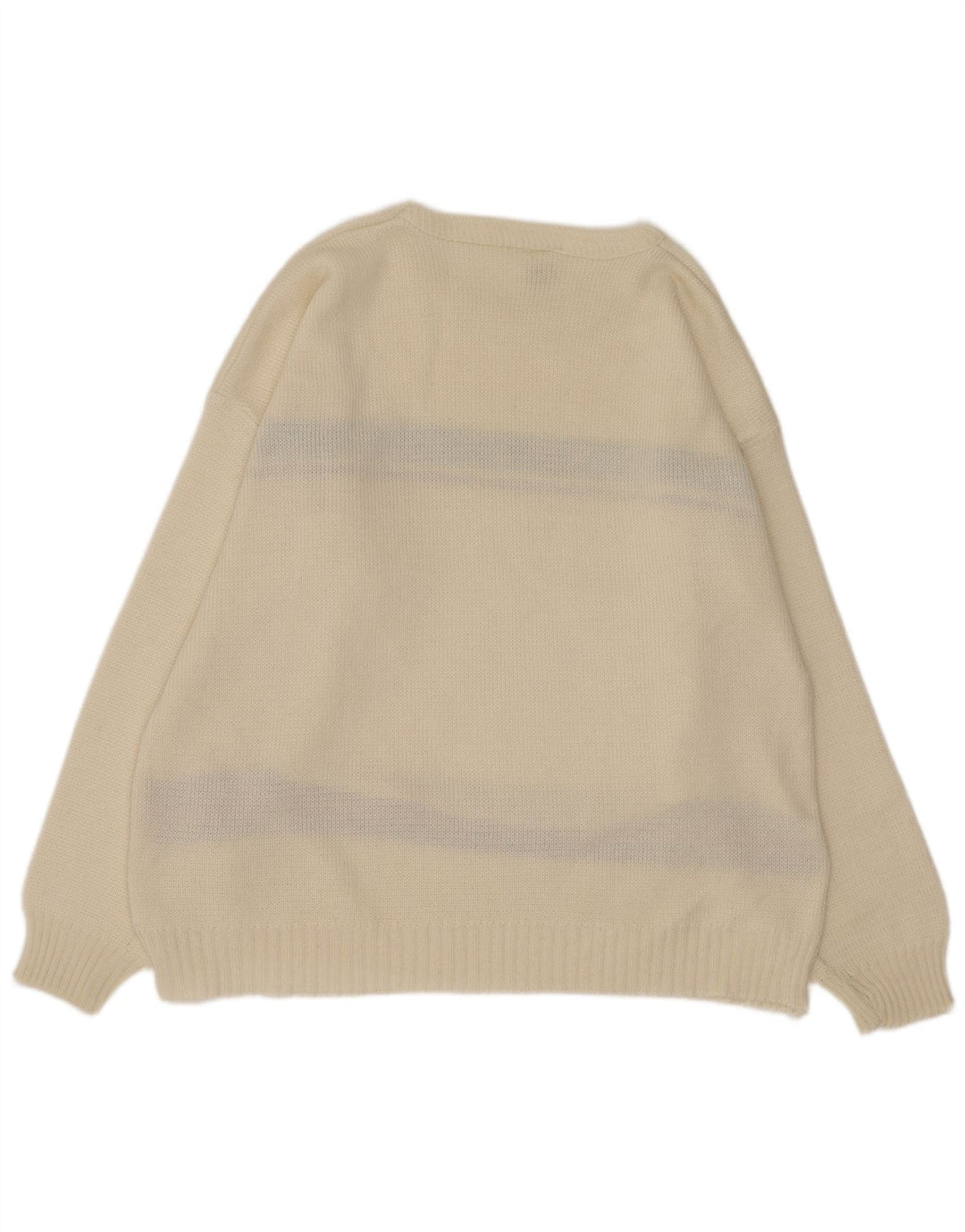 Vintage Herre Boat Neck Jumper Sweater Large Off White Argyle/Diamond