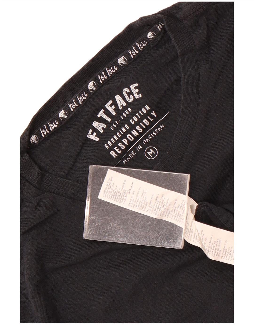 Fat Face Herre T-Shirt Top Medium Sort Bomuld