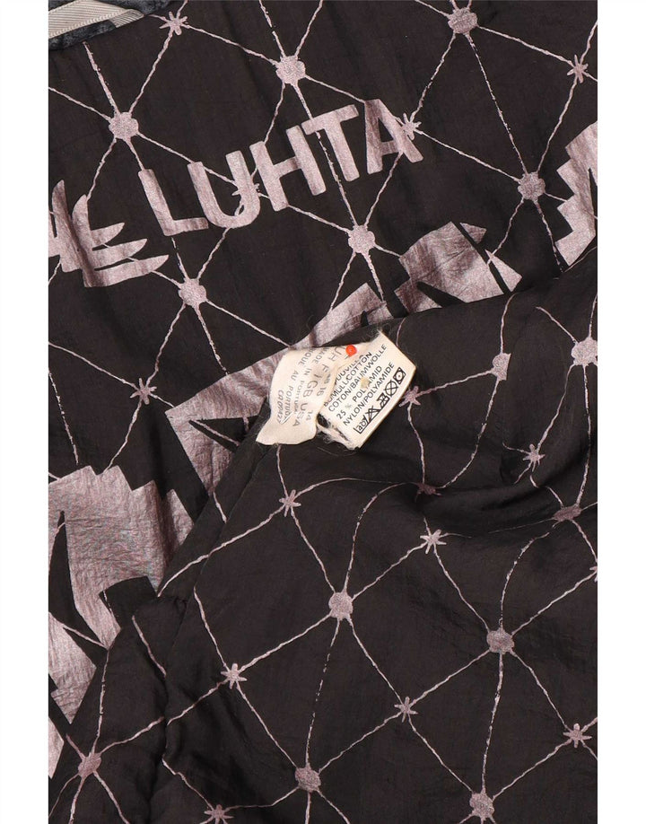 Luhta Womens Oversized Polstret Frakke UK 16 Large Black Colourblock Bomuld