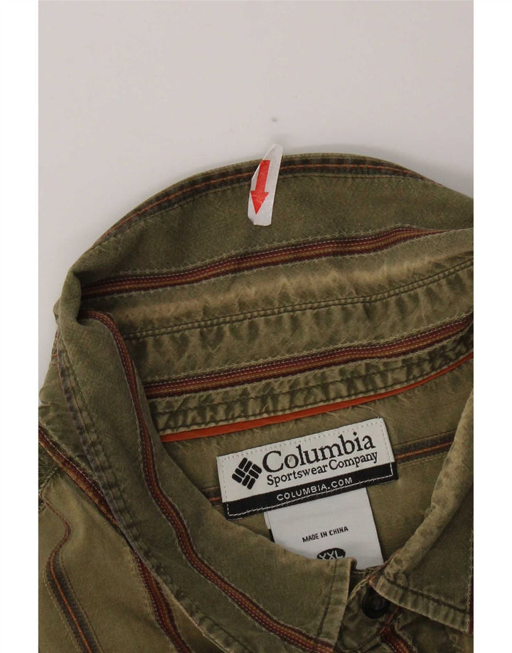 Columbia dameskjorte 2XL Khaki stribet bomuld