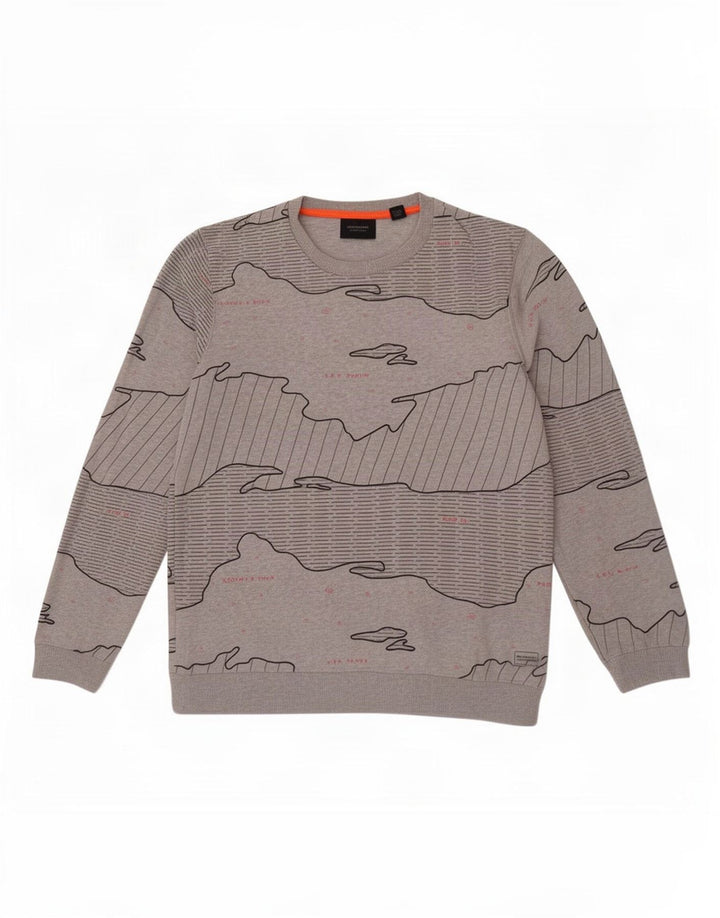Scotch & Soda mænd abstrakt mønster sweatshirt jumper stor grå bomuld