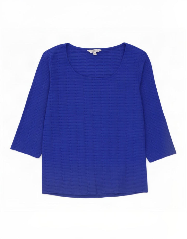 Marks & Spencer Womens Per Una Top 3/4 ærmer UK 14 Medium Blue Polyamide