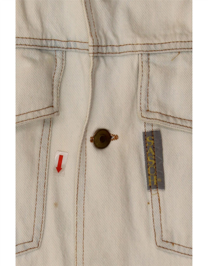 SASCH Mens Denim Sherpa Jacket UK 40 Large Off White Vintage Sasch and Second-Hand Sasch from Messina Hembry 