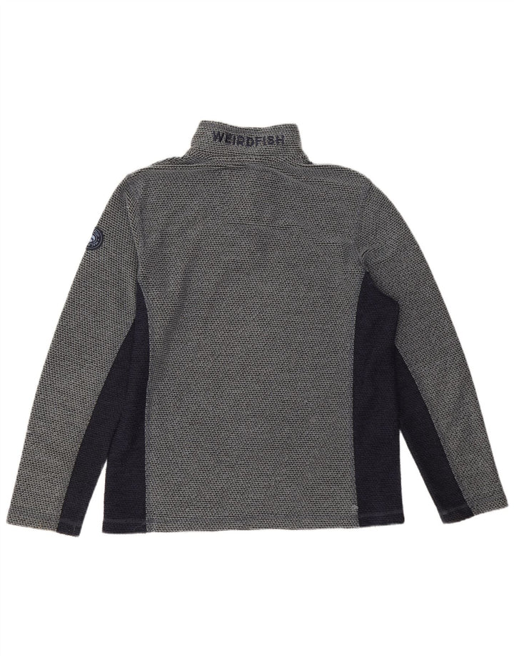 Weird Fish Herre Grafisk Sweatshirt Jumper Large Navy Blue Colourblock