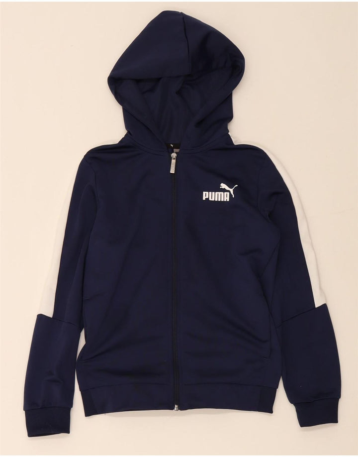 Puma hættetrøje med lynlås til drenge 11-12 år Navy Blue Colourblock Polyester
