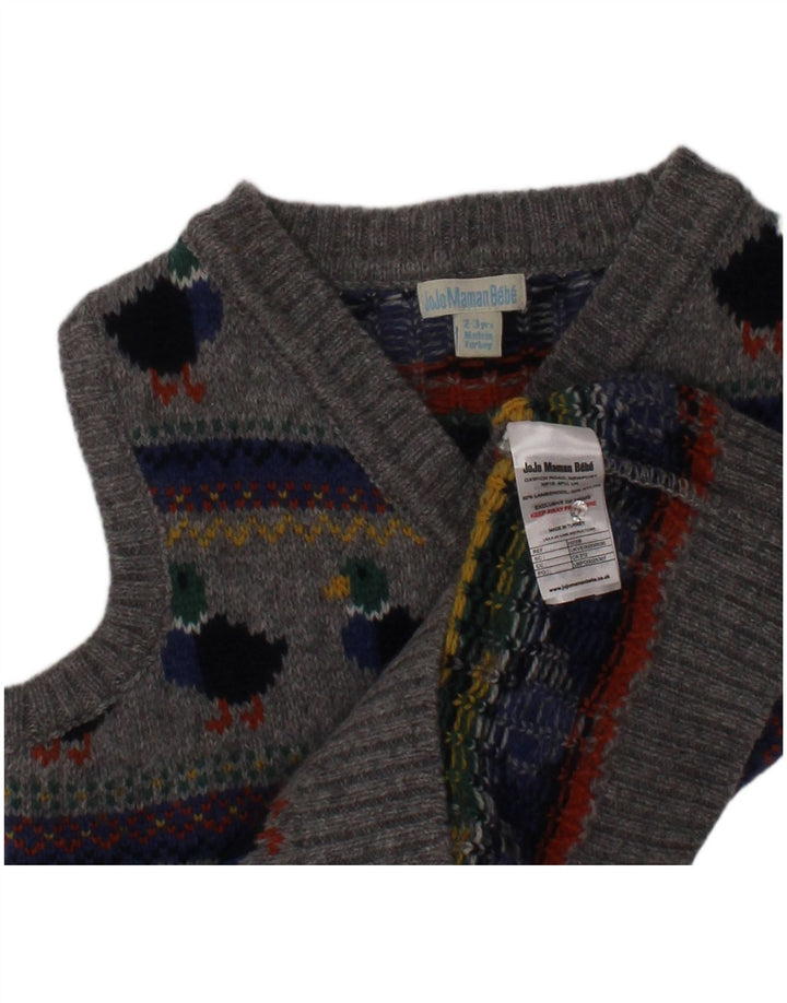 JOJO MAMAN BEBE Drengevest tanktop 2-3 år Grey Fair Isle lammeuld