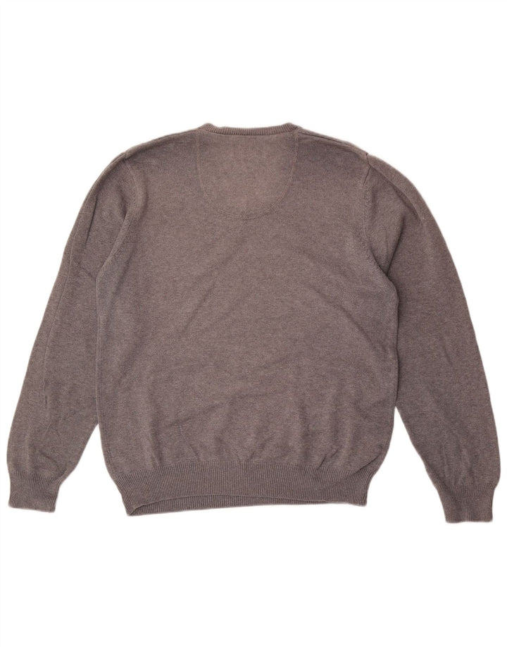 Marks & Spencer Herre Blue Harbor V-hals sweater mellemgrå bomuld