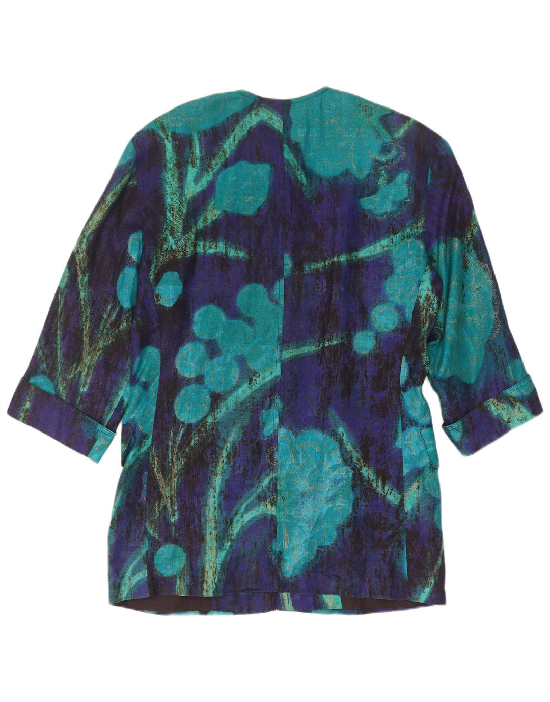 Max Mara Dame 3/4 ærmer 7 knapper blazerjakke UK 14 Medium Blue Floral
