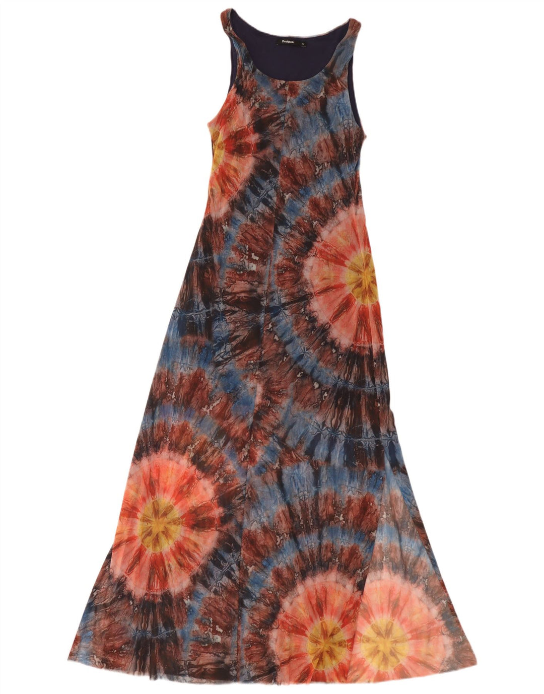 Desigual Dame ærmeløs Maxikjole UK 12 Medium Flerfarvet Tie Dye