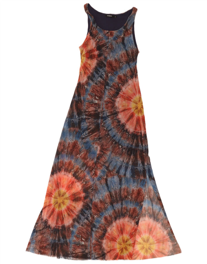 Desigual Dame ærmeløs Maxikjole UK 12 Medium Flerfarvet Tie Dye