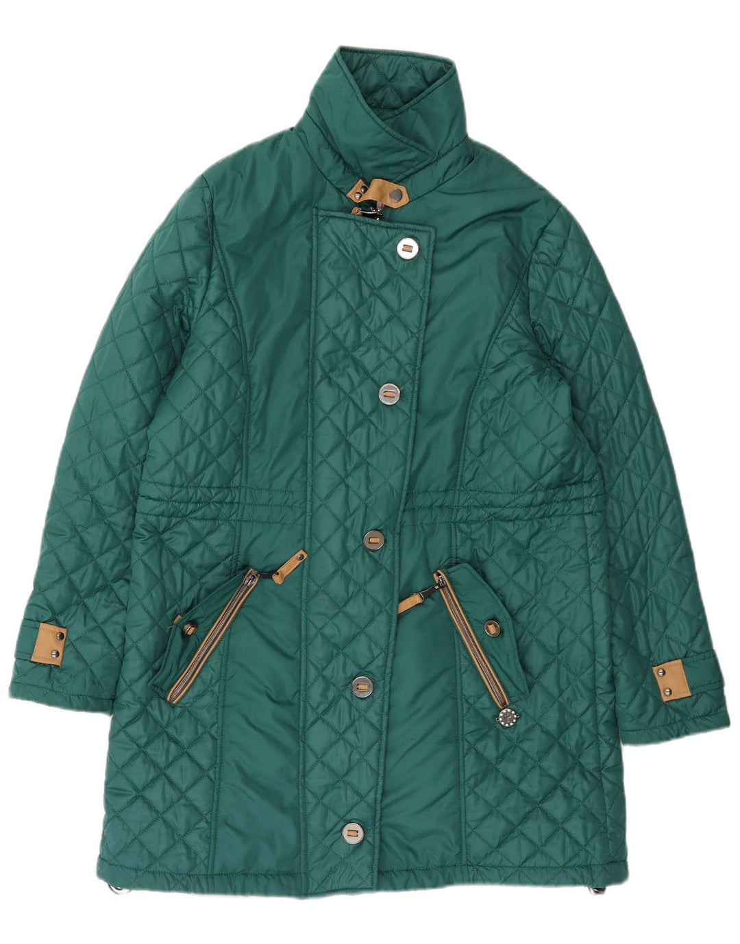 Paco Boutique Dame Quiltet Windbreaker Coat UK 16 Large Green Polyester
