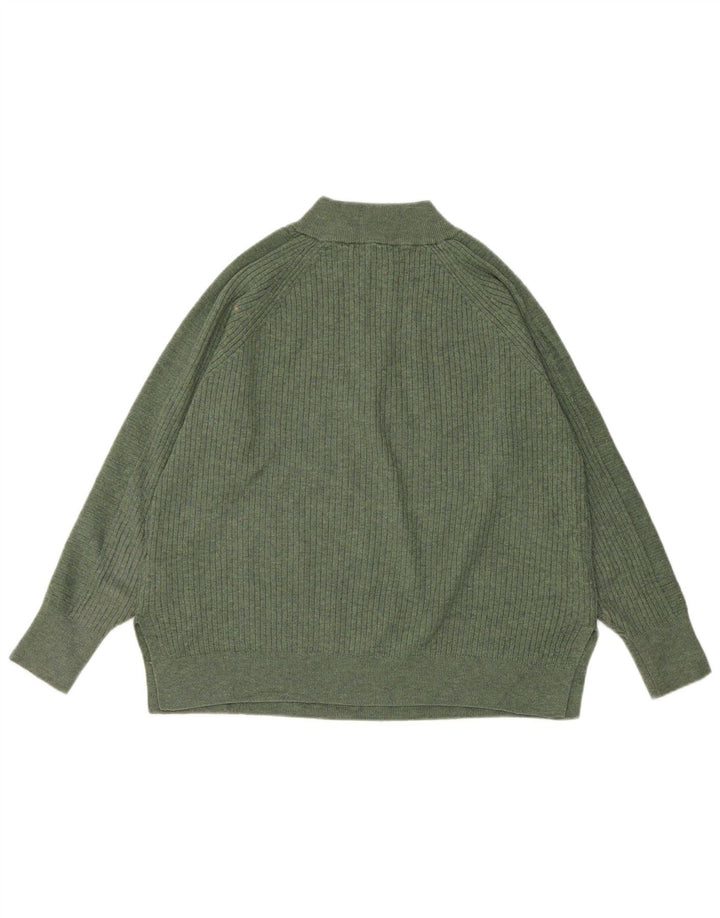 Marks & Spencer Dame sweater med lynlås-hals UK 14 Medium Green Polyester