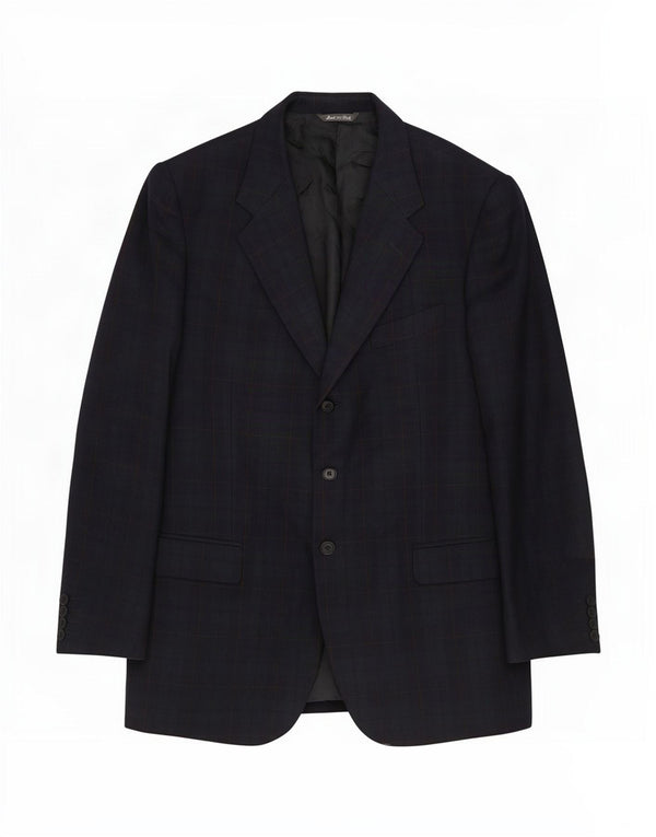 Paul & Shark Mens Yachting 3 Button Blazer Jacket IT 52 XL Navy Blue Check
