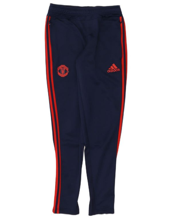 Adidas Mens Manchester United Tracksuit Trousers Small Navy Blue Polyester