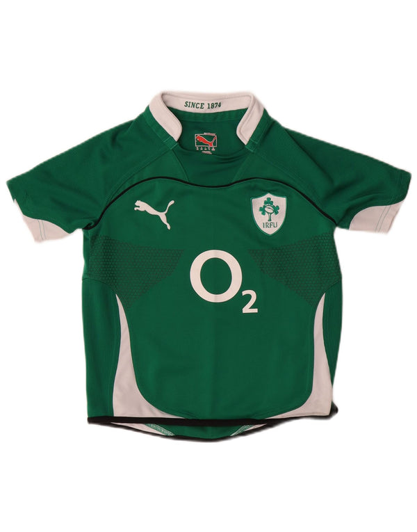 PUMA Drenge IRFU Grafisk T-Shirt Top 9-10 År Grøn Colourblock
