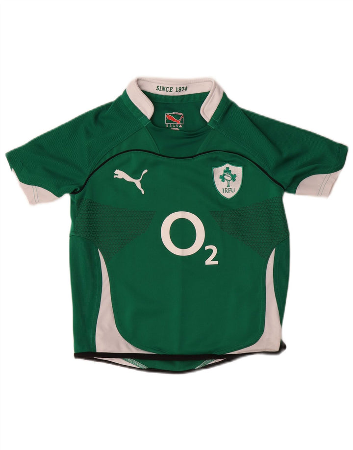 PUMA Drenge IRFU Grafisk T-Shirt Top 9-10 År Grøn Colourblock