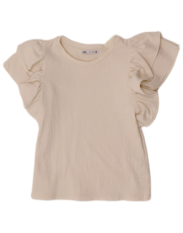 Zara Womens Crop Bluse Top UK 12 Medium White Polyester