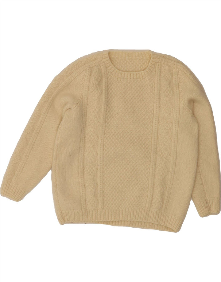 VINTAGE Womens Crew Neck Jumper Sweater UK 14 Medium Beige Vintage Vintage and Second-Hand Vintage from Messina Hembry 