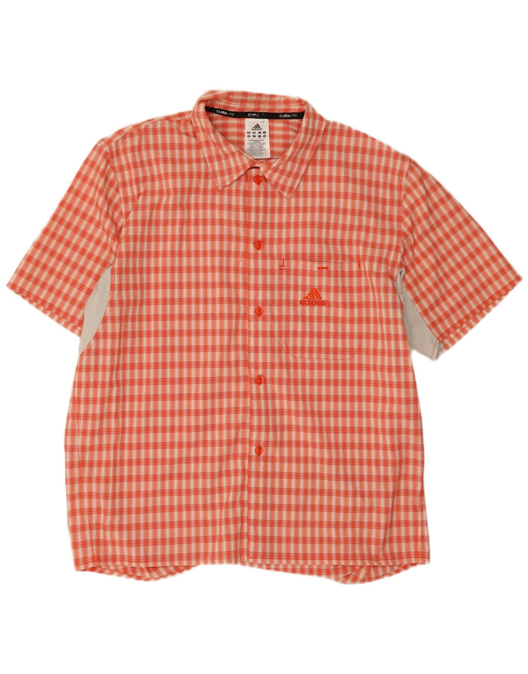 Adidas Herre Climalite kortærmet skjorte stor orange ternet polyester