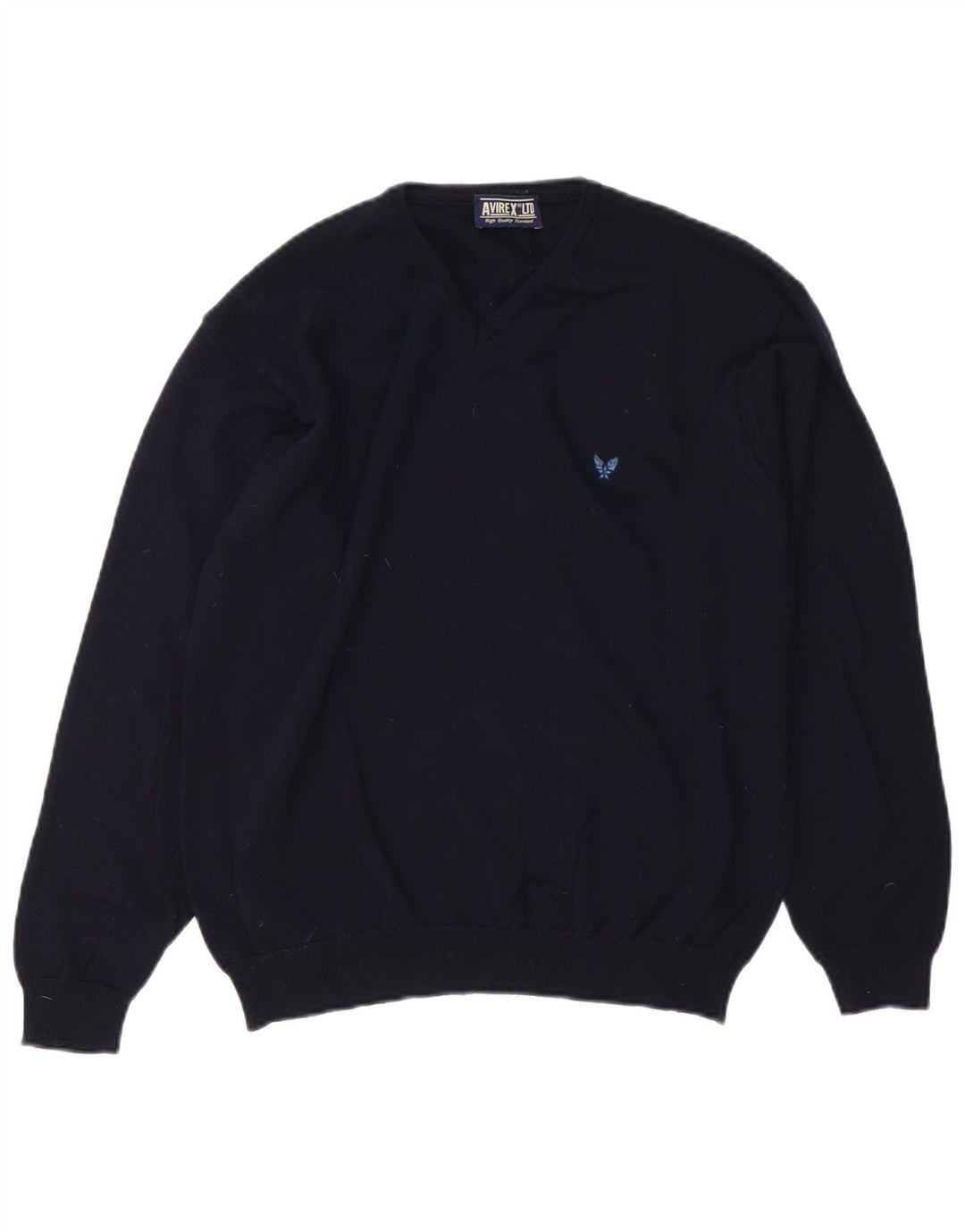 Avirex Herre V-hals sweater Medium Marineblå Merinould