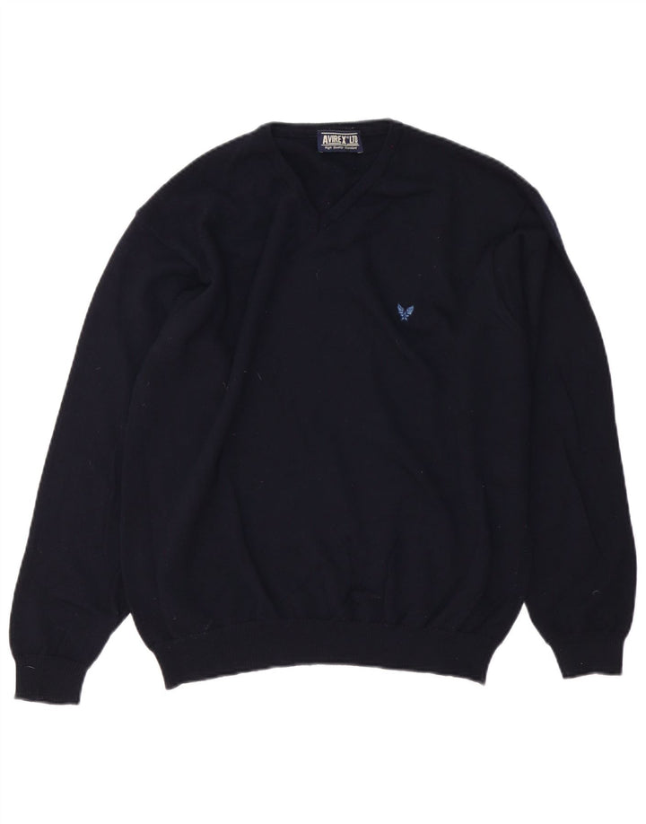 Avirex Herre V-hals sweater Medium Marineblå Merinould