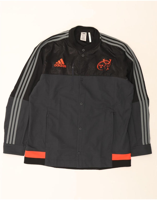Adidas Herre Munster Rugby Graphic Bomber Jacket UK 42 XL Grå Colourblock