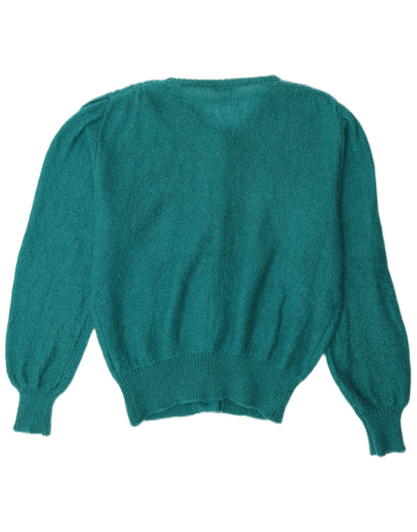VINTAGE Dame Cardigan Sweater UK 14 Large Green Mohair