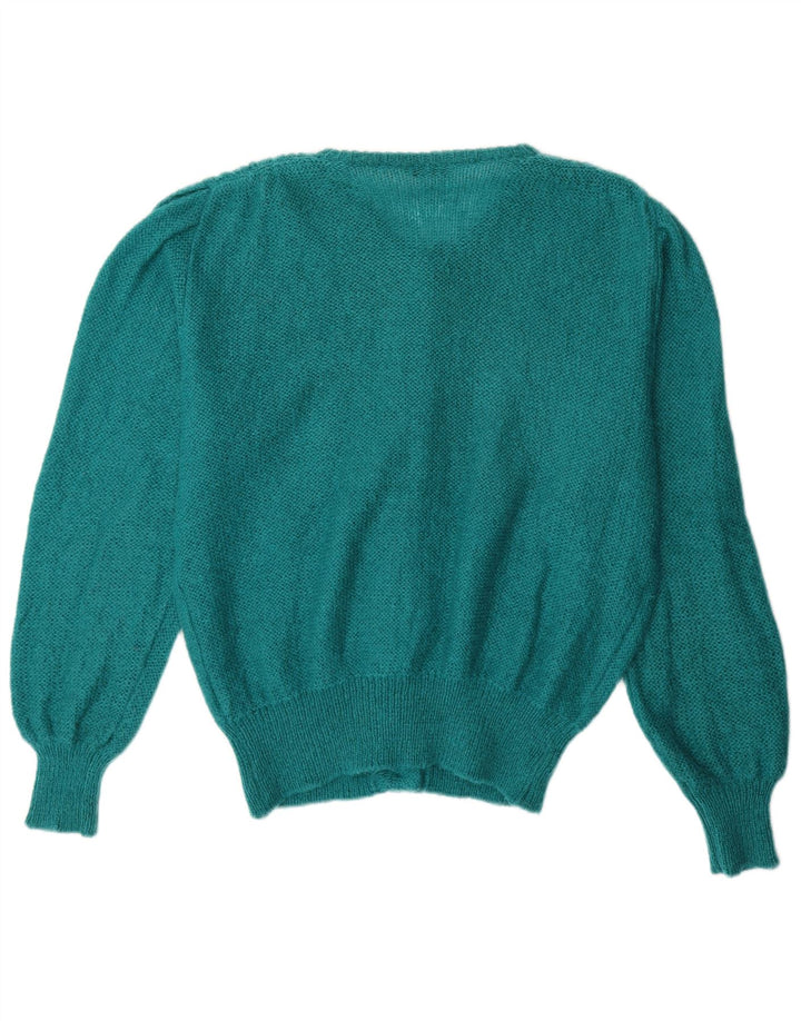 VINTAGE Dame Cardigan Sweater UK 14 Large Green Mohair