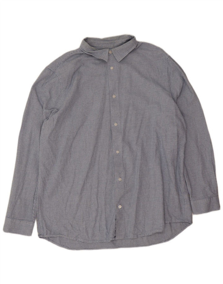 Marks & Spencer Herre Flanellskjorte 2XL Blå Houndstooth Bomuld