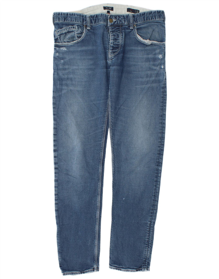 Armani Herre Distressed Slim Jeans W34 L34 Blå Bomuld