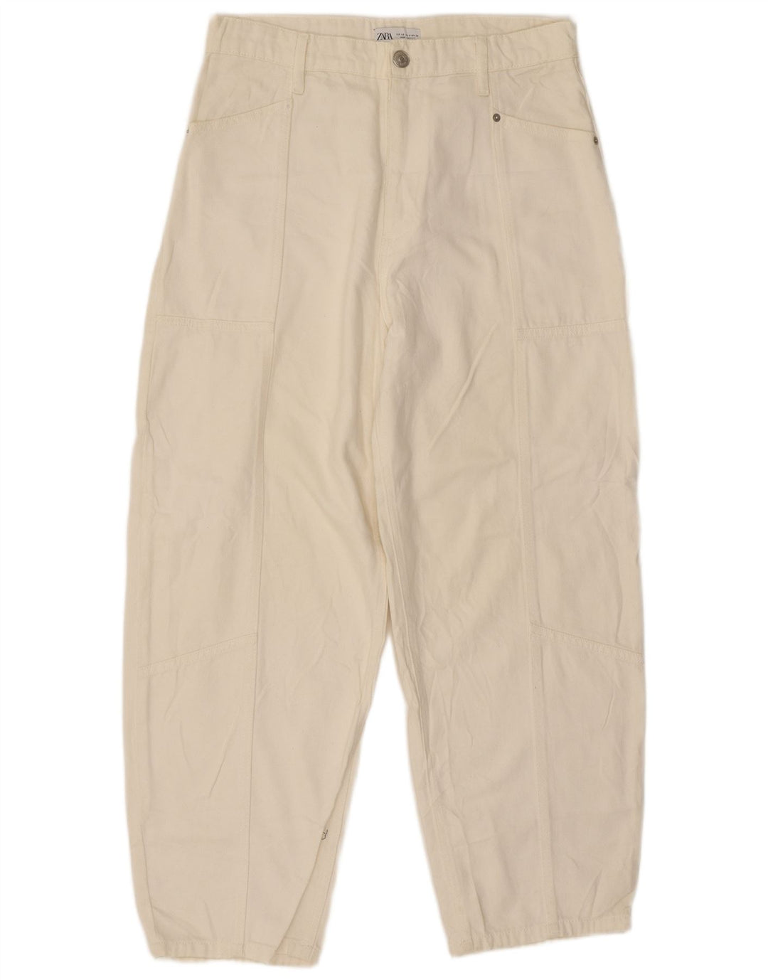 Zara Dame Højhøjde Løse Jeans EU 40 Medium W32 L27 Off White